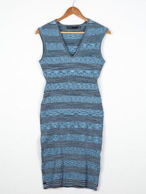 Karen Millen Dress - Blue Space Dye Knit Sleeveless Bodycon Bandage Dress 3